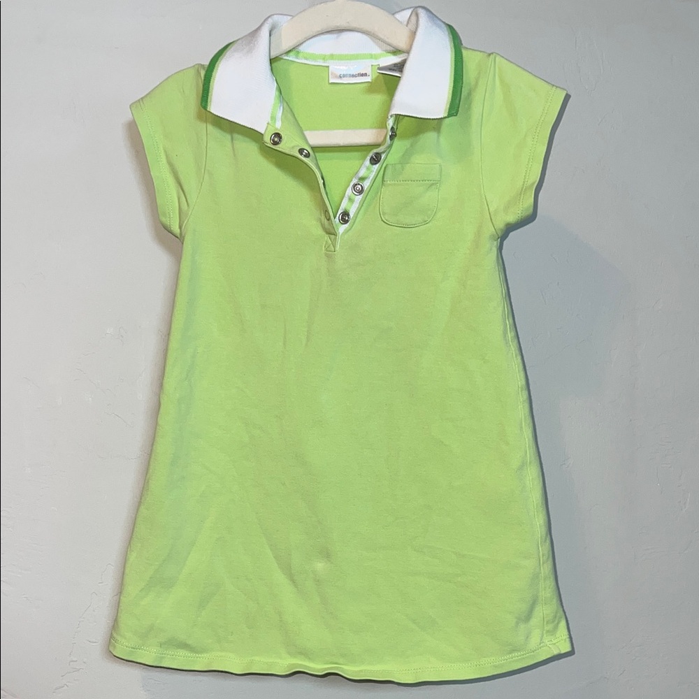 Connection Green Collared Polo Preppy Kids Pocketed Dress